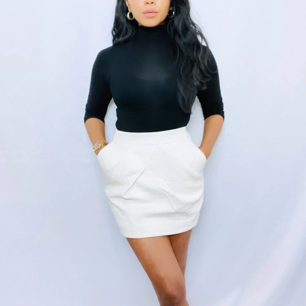 Forever 21 | Cream Quilted Pleated High Waist Mini Skirt